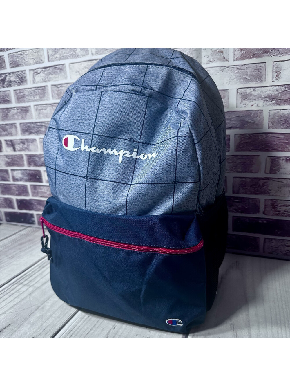 Champion Backpack One Size - Blue Gray Red 17x13 Inches Travel ~ XLNT